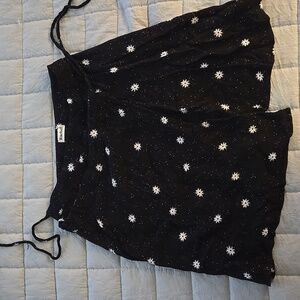 Black Wrap Floral Miniskirt